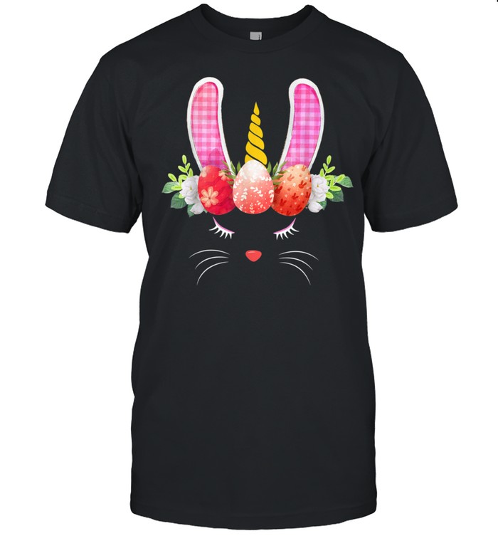 Unicorn Face Bunny Eggs Hunting Happy Easters Girl shirt