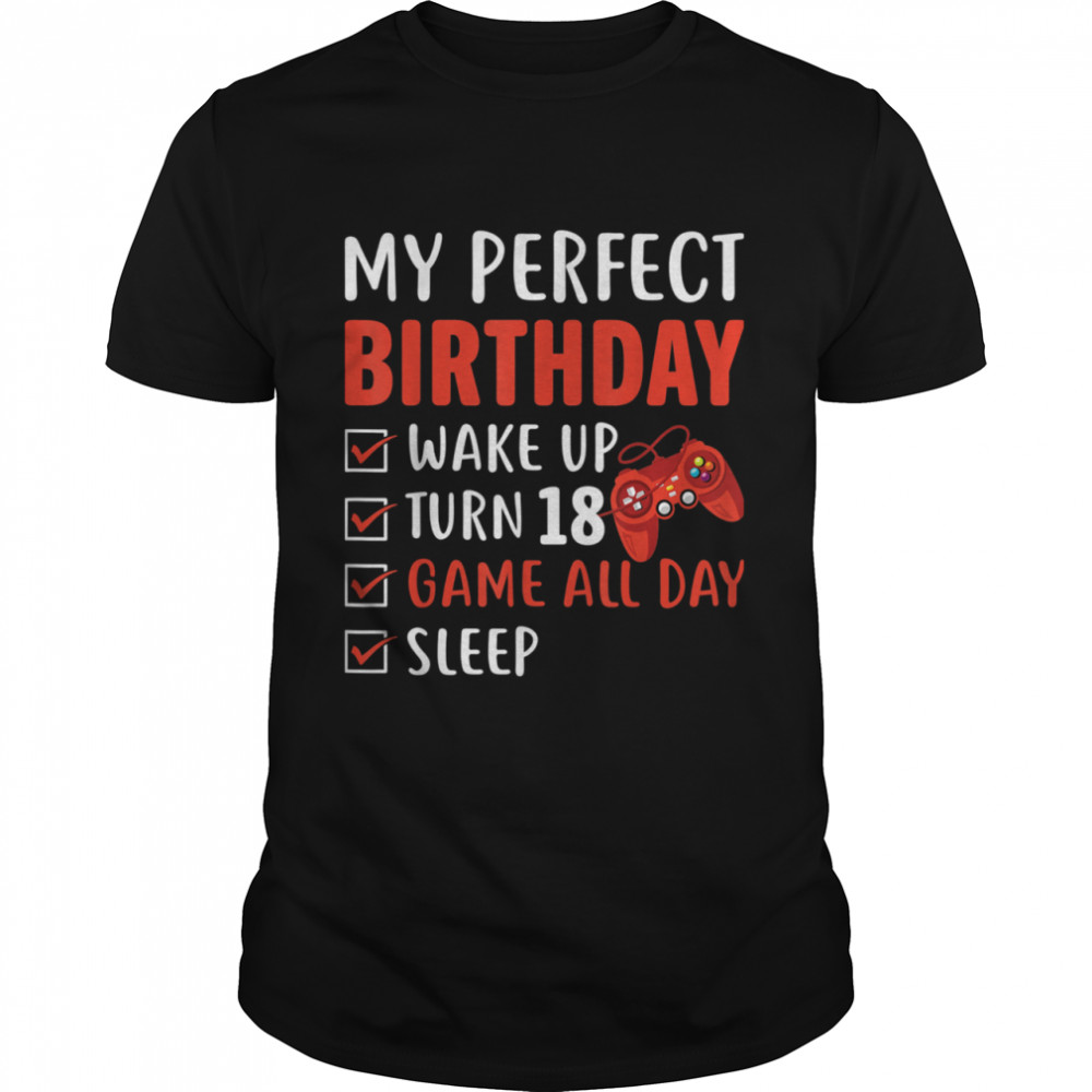 18th Perfect Birthday Gaming 18 Years Old Gamer Boys shirt