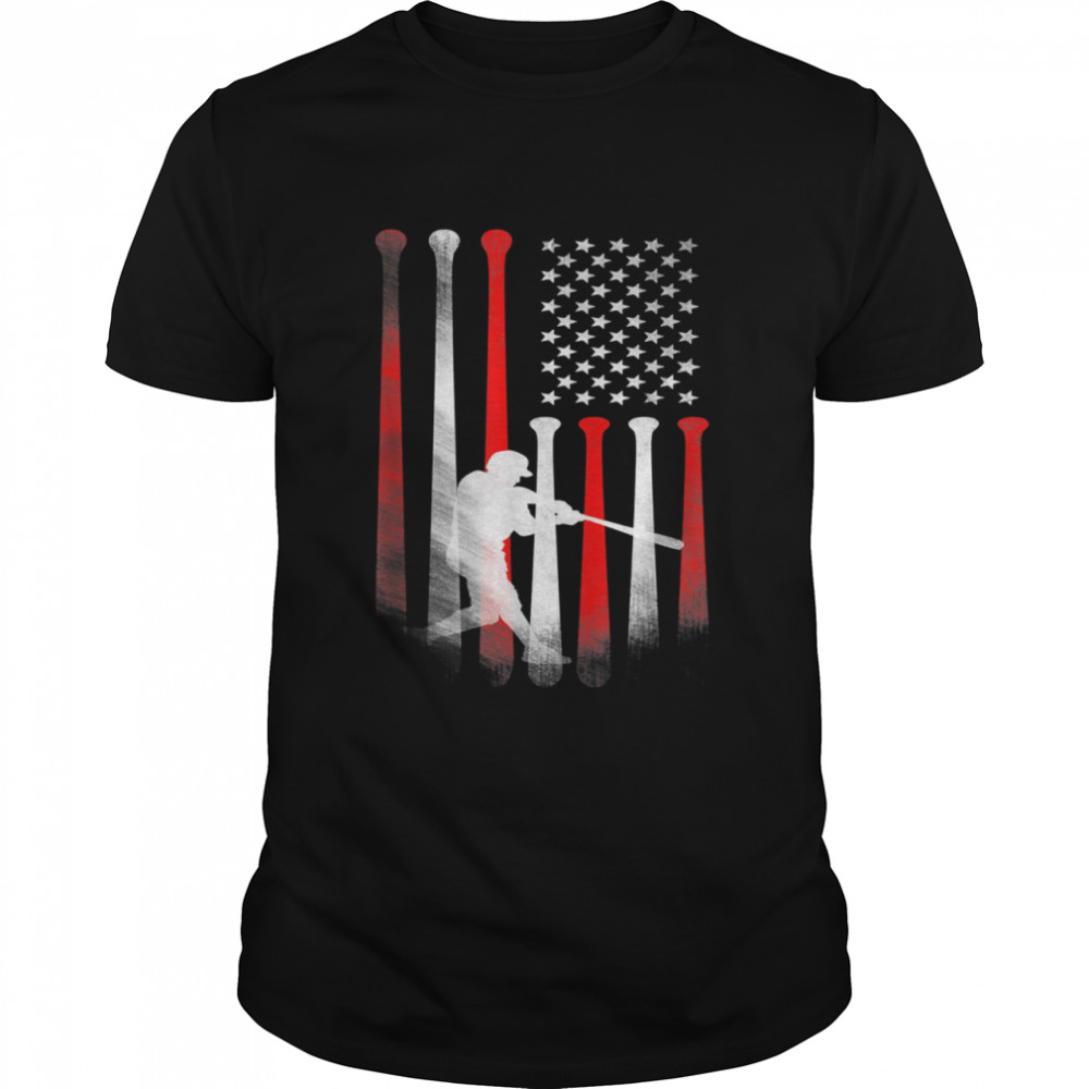 American Flag Baseball Player Flag Dad Mom Kid shirt