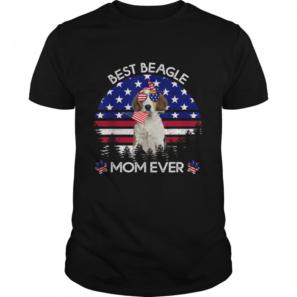 Best Beagle Mom Ever Vintage American Flag 4th Of July shirt