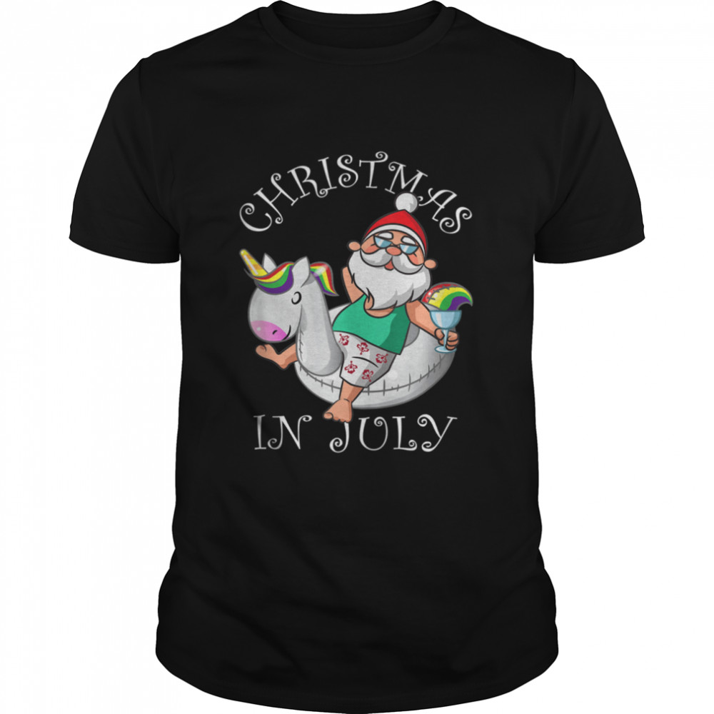 Christmas in July Hawaiian Santa Unicorn Summer Hawaii shirt