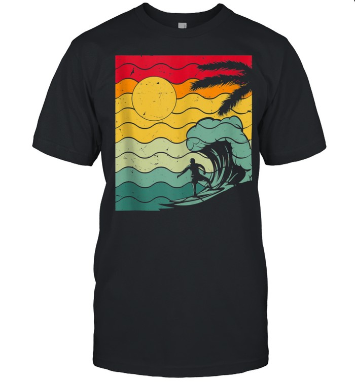 Hawaii Retro Wave Surfer with Surfboard shirt