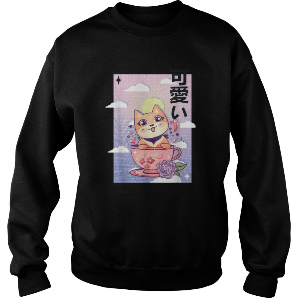 Kawaii Dog 80s Japanese Anime Otaku Aesthetic Vaporwave shirt Unisex Sweatshirt