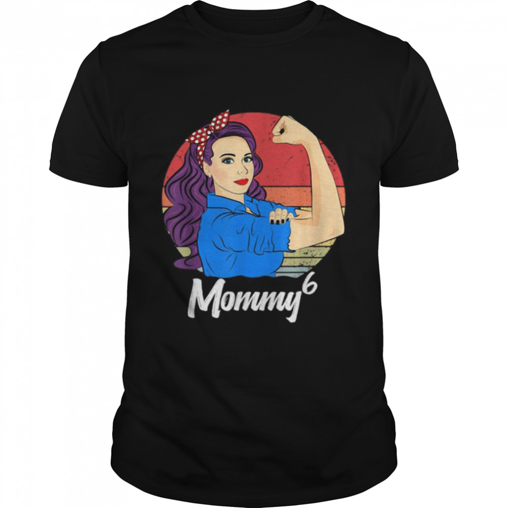 Mommy of 6 Vintage Sunset Retro Mommy Shirt