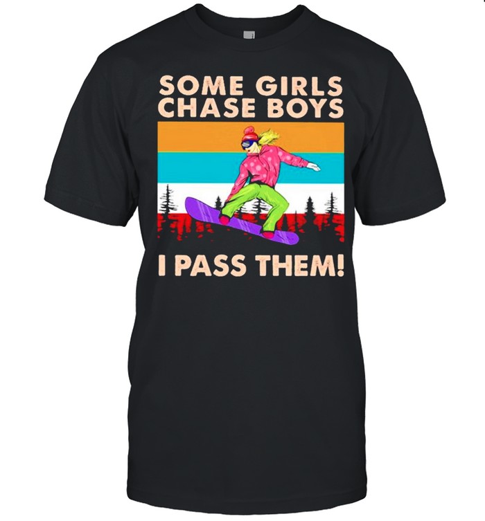 Snowboarding some girls chase boys I pass them vintage shirt