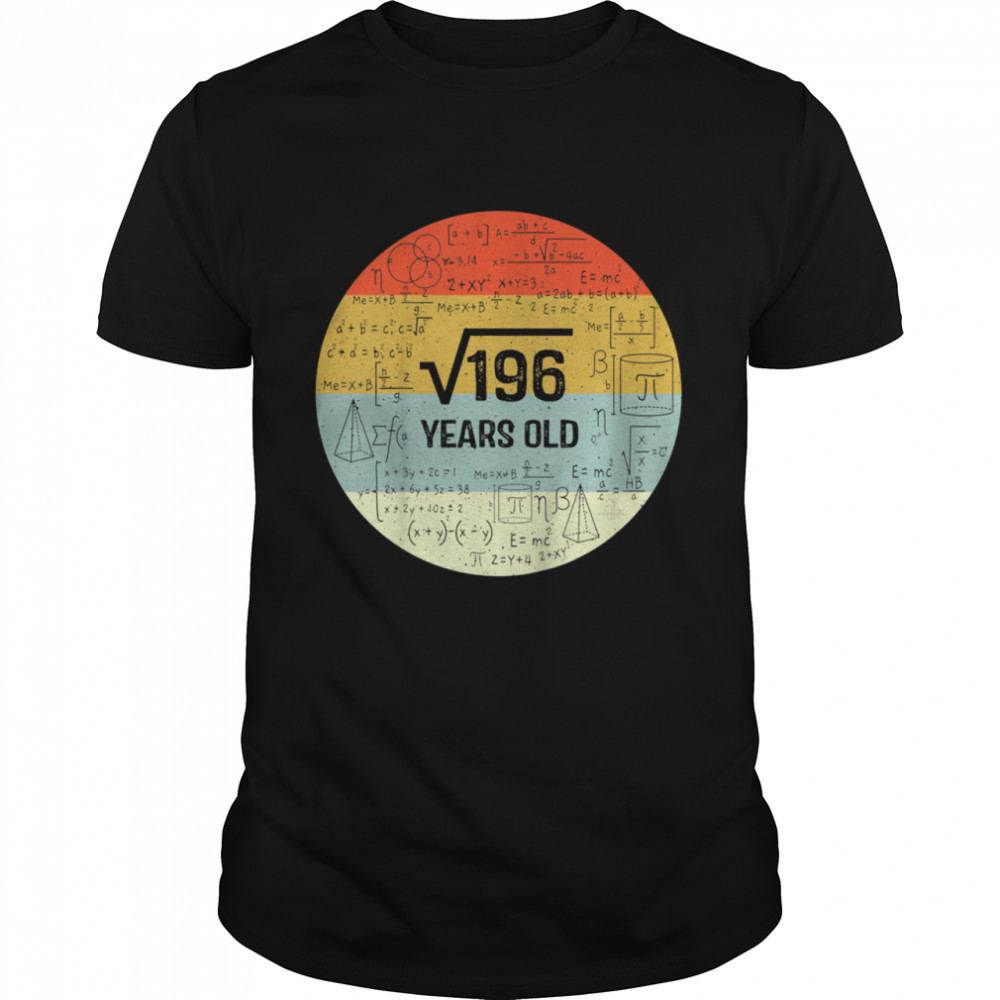 Square Root of 196 Retro 14 Years Old 14th Birthday shirt