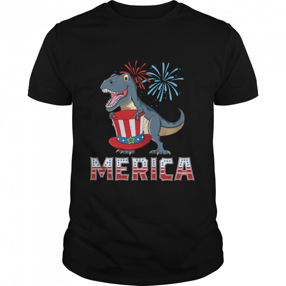 T Rex Merica American Dinosaur 4th of July Patriotic shirt