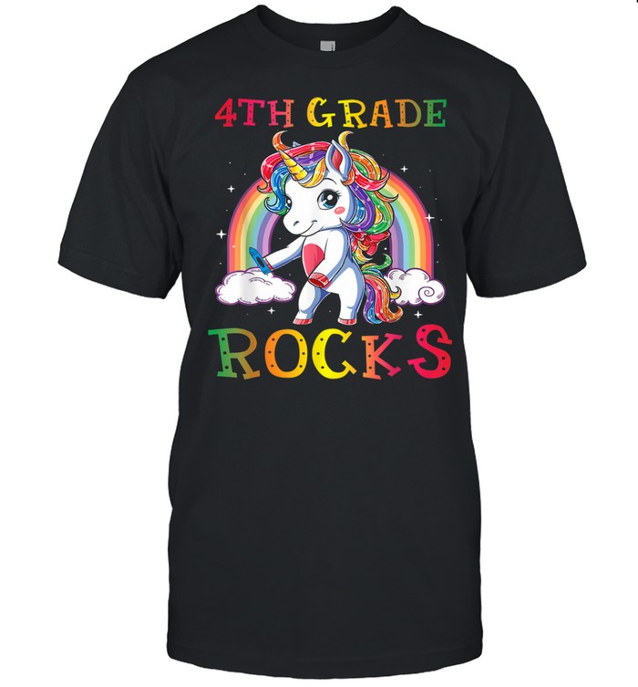 4th Grade Rocks Flossing Unicorn Cute Back To shirt