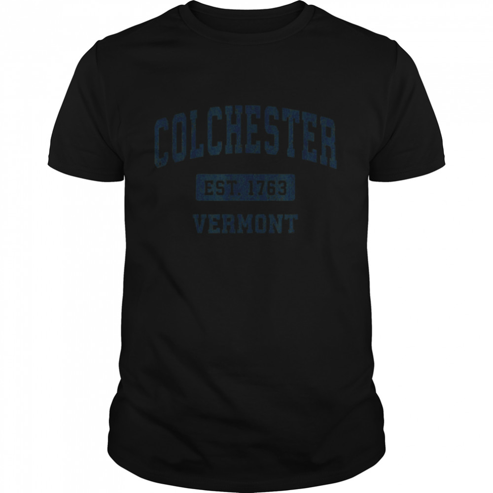 Colchester Vermont VT Vintage Sports Design Navy shirt