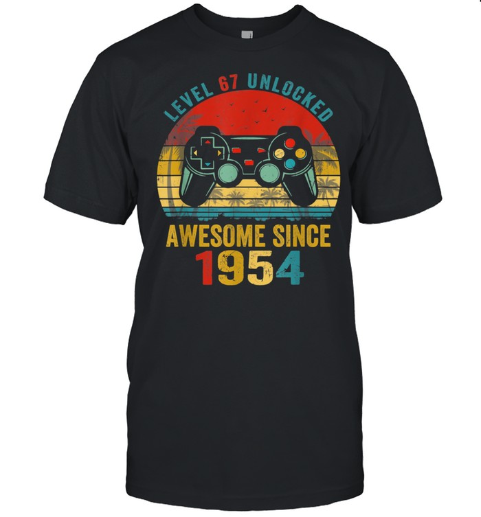 Level 67 Unlocked Awesome Since 1954 Video Game 67th Bday Shirt