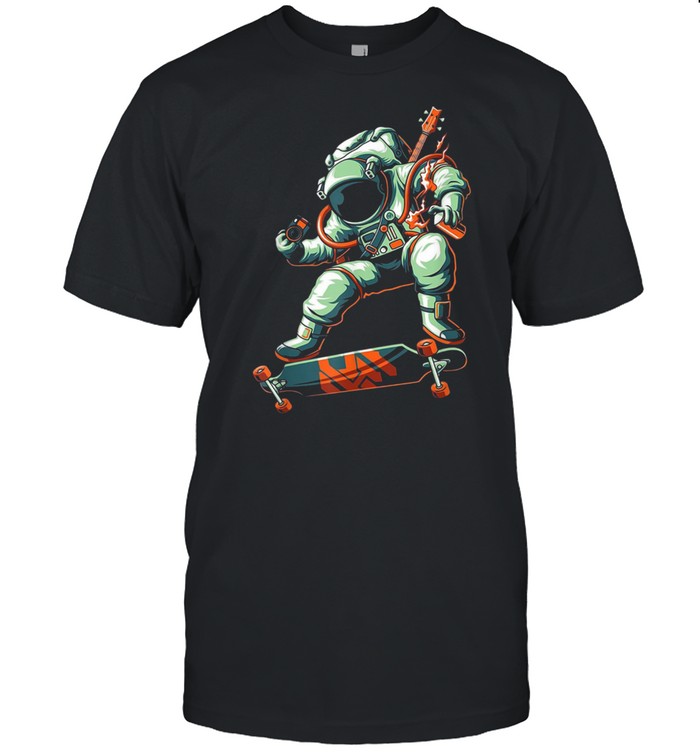 Moon Astronaut Stars Space Skate Guitar Explorer Photo Shirt