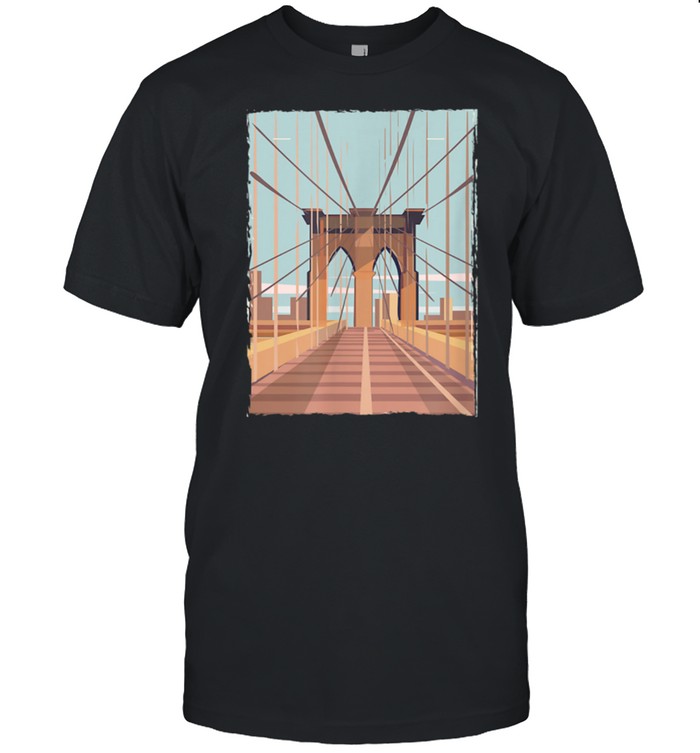 New York City NYC Manhattan Brooklyn Bridge Art Deco Poster Shirt