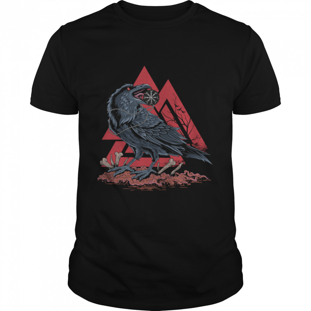 Odin Ravens Huginn & Muninn Viking Black Crow VALKNUT shirt Classic Men's T-shirt