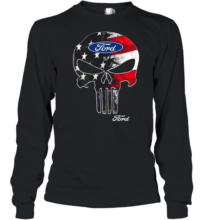 Skull Ford American Flag shirt Long Sleeved T-shirt