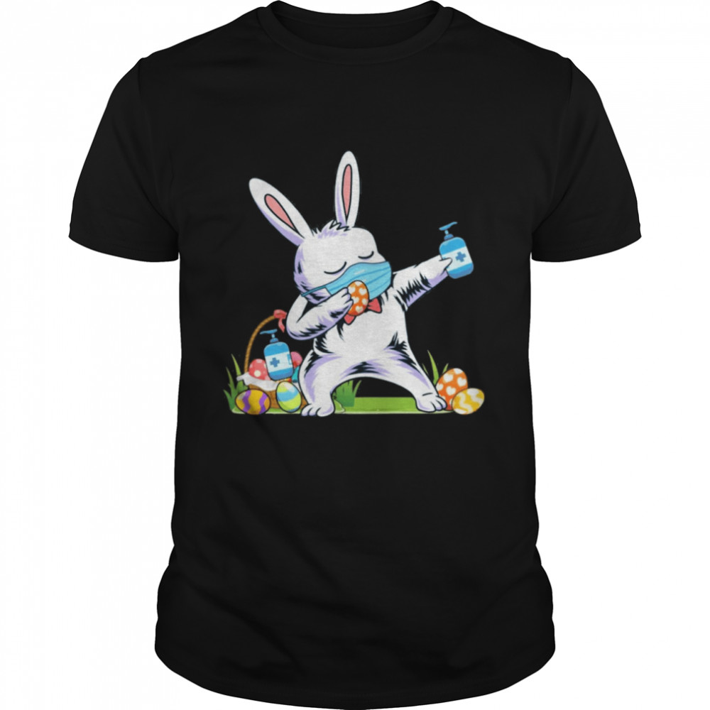 2021 dabbing easter bunny wearing mask shirt