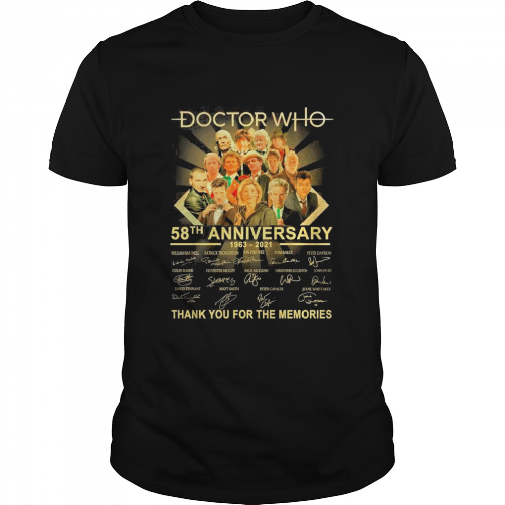 58th Anniversary 1963 2021 The Doctor Who Movie Characters Signatures Thank You For The Memories shirt