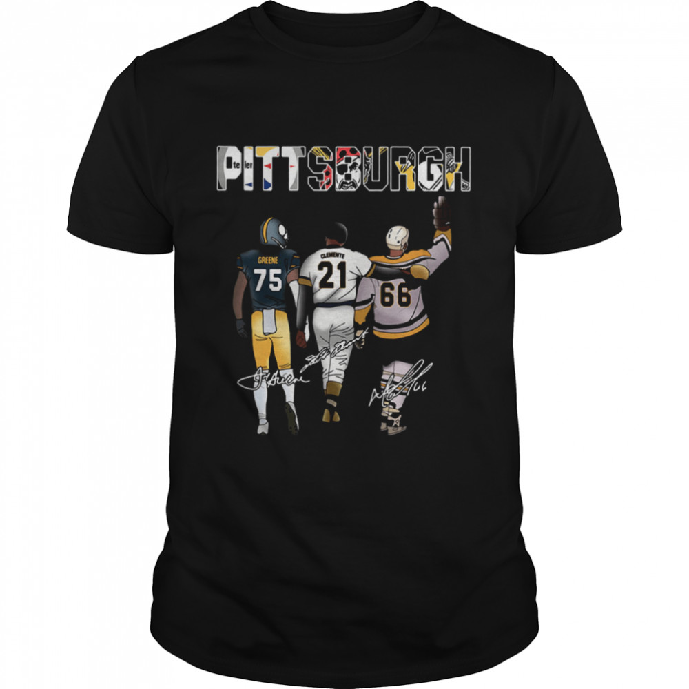 Pittsburgh Sports Pittsburgh Steelers Pittsburgh Pirates Greene Clemente Signatures shirt Classic Men's T-shirt