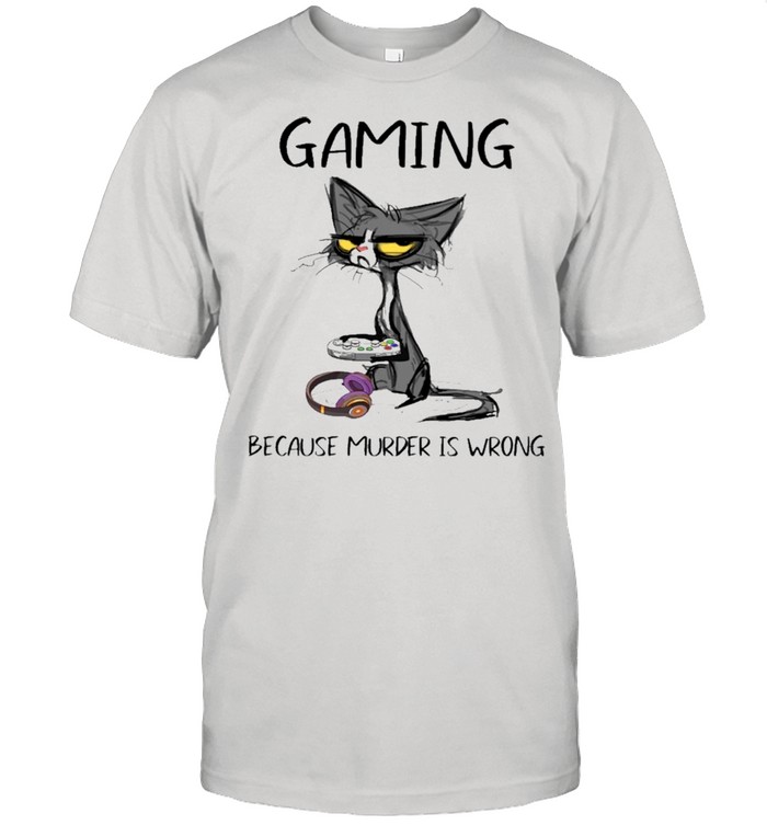 Black Cat Gaming Because Murder Is Wrong shirt Classic Men's T-shirt