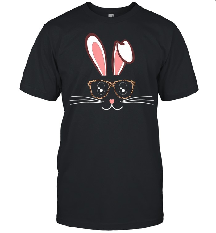 Bunny Face Leopard Print Glasses EASTER Boy pjs Shirt