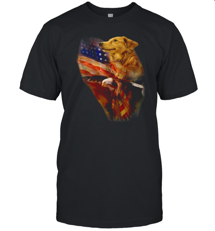 Eagle Cgolden Retriever American Wings Happy 4th Of July Shirt