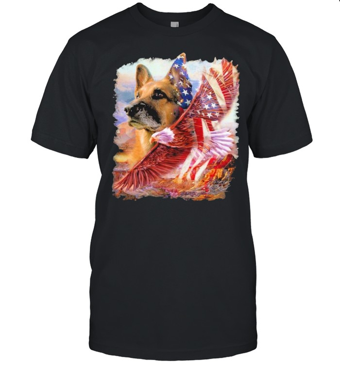 Eagle German Shepherd American Wings Happy 4th Of July Shirt