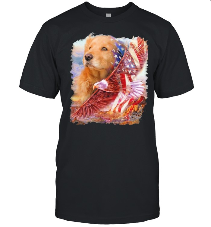 Eagle Golden Retriever American Wings Happy 4th Of July Shirt