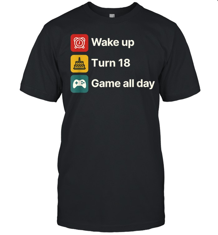 Game All Day Gamepad 18 Years Old Vintage Birthday 18th Bday Shirt