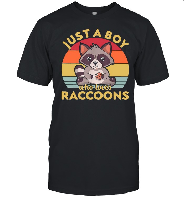 Just A Boy Who Loves Raccoons Vintage Retro T-shirt