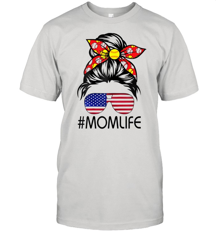 Life Softball Baseball Mothers Day Messy Bun Shirt