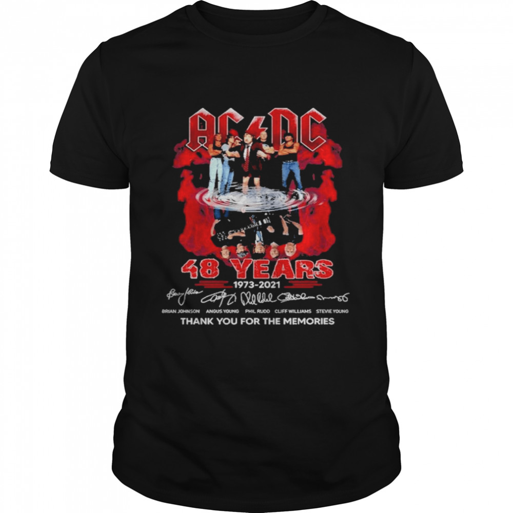 AC DC water reflection 48 year 1973 2021 signatures thank you for the memories shirt