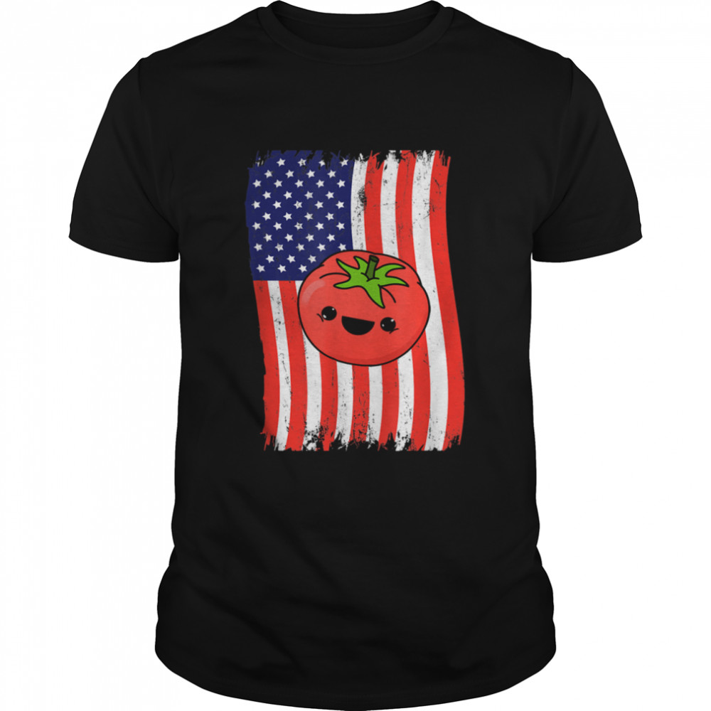 American Flag Kawaii Tomato Shirt