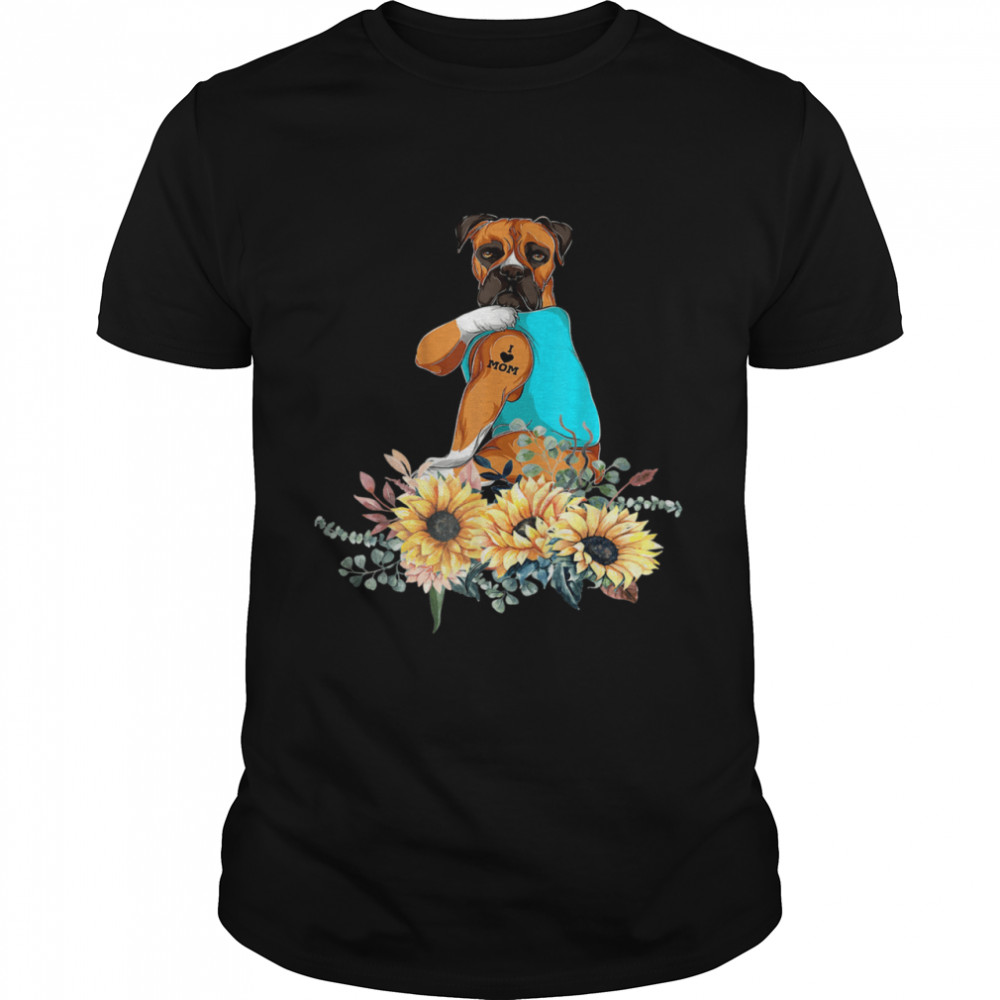 Boxer Sunflower Vintage Retro For Dog Shirt