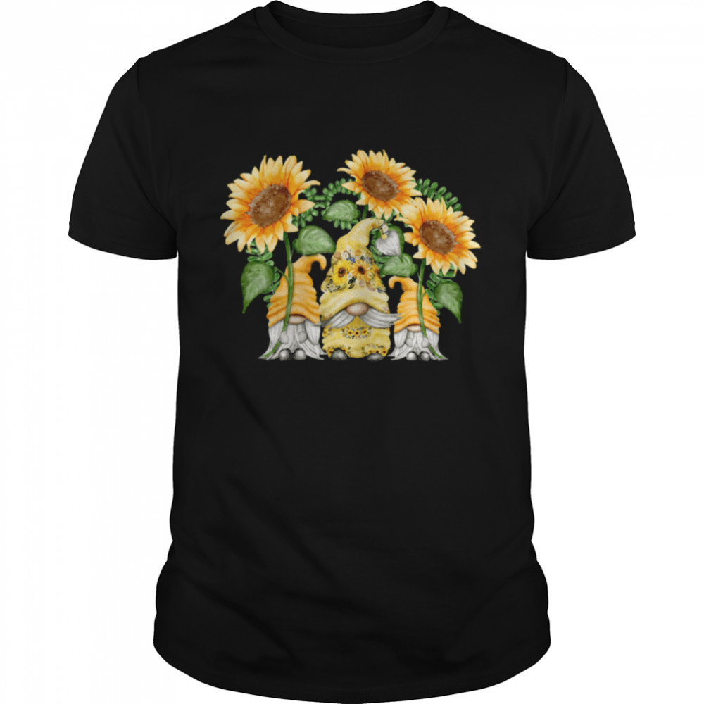 Floral Sunflower Gnome For Hippies & Spring Gardener Gnomie Shirt