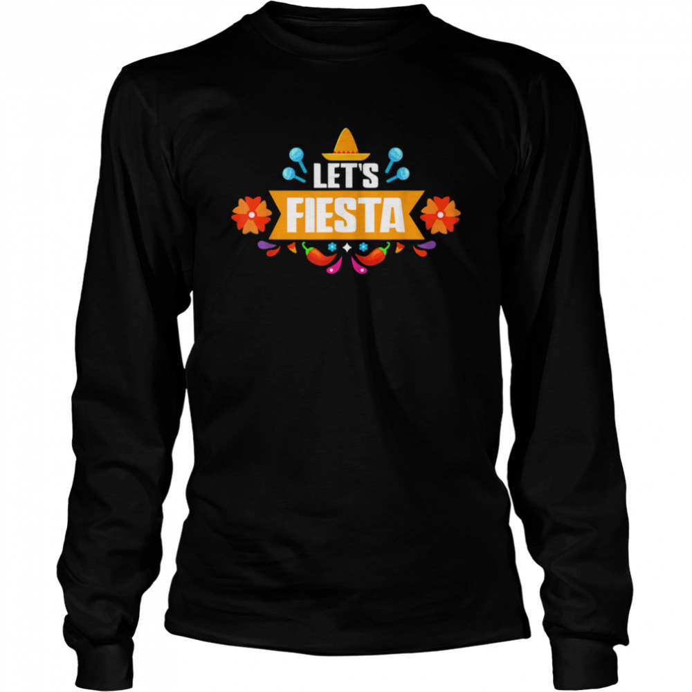 Let's Fiesta Cinco De Mayo Mexican Theme Party Guitar  Long Sleeved T-shirt