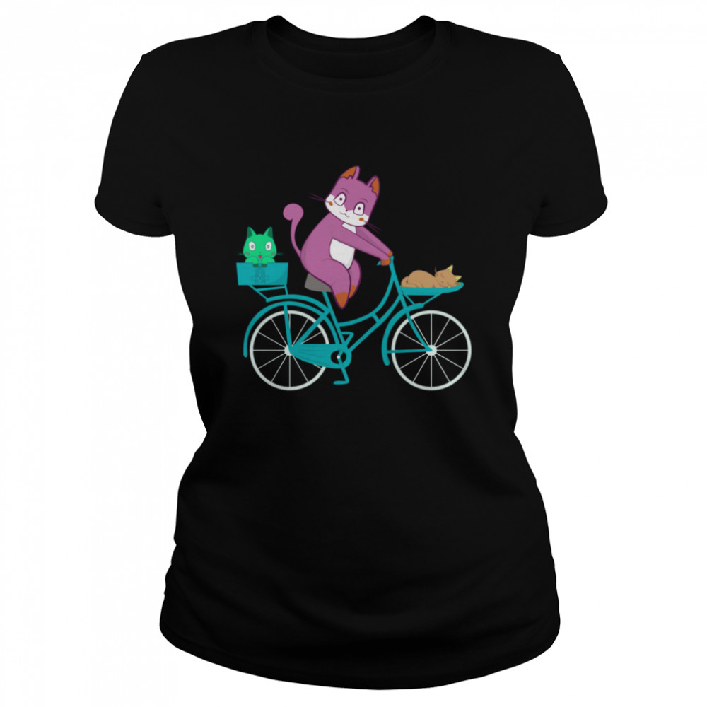 Radfahren Fahrrad Fahren Radfahrer Anime Kawaii Neko Katzen  Classic Women's T-shirt
