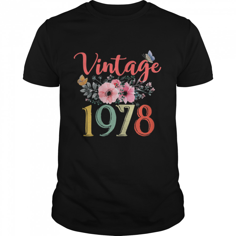 Vintage 1978 Floral 43rd Birthday Awesome Since 1978 Shirt