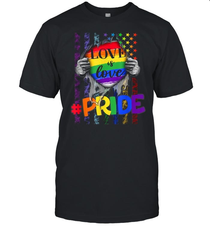 American Flag With Blood Inside Me Love Is Love LGBT Month Shirt