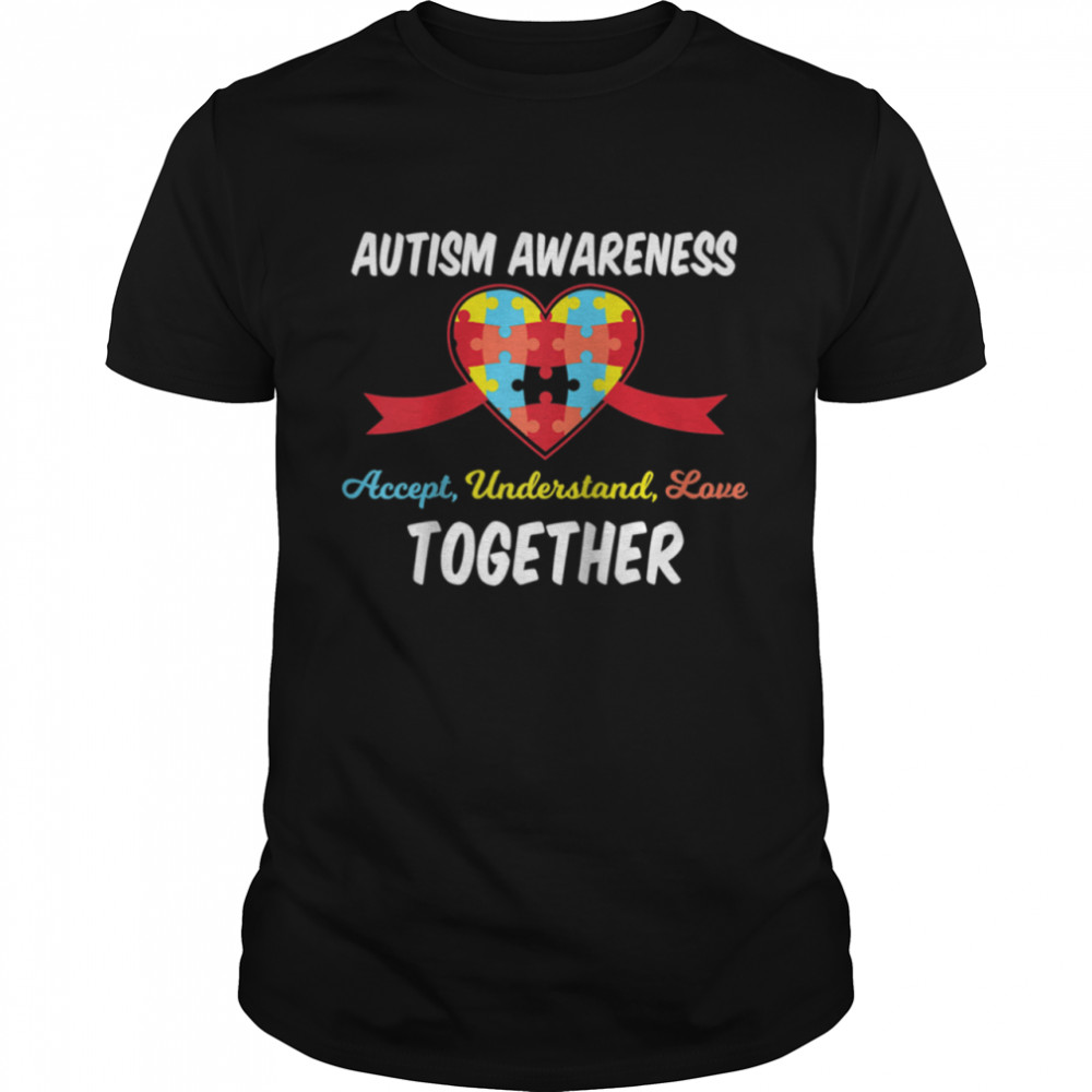 Heart Autism Awareness Puzzle pieces symbol April month shirt