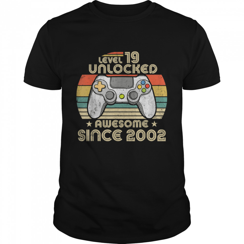 Level 19 Unlocked Awesome Since 2002 Gamer 19th Birthday shirt