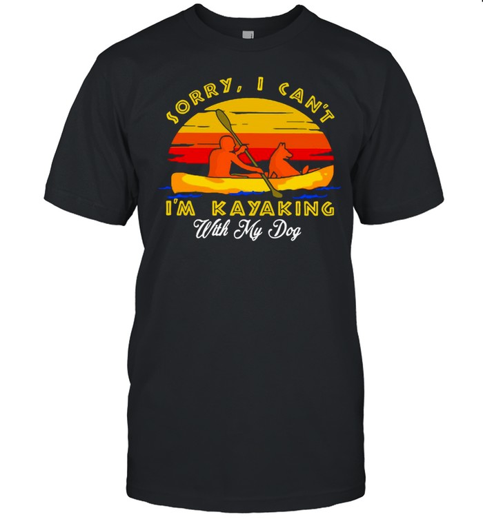 Sorry I Can’t I’m Kayaking With My Dog Vintage Sunset T-shirt