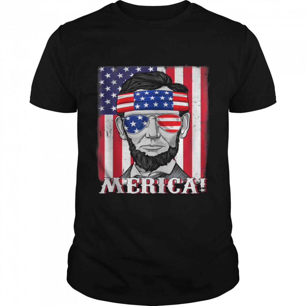 Abraham Lincoln 4th Of July Merica American Flag Shirt