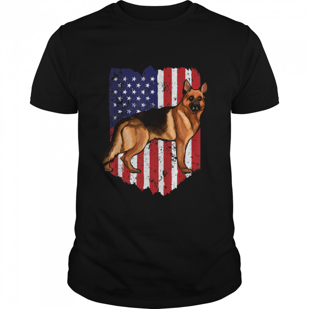 American Flag German Shepherd 4th Of July USA Shirt