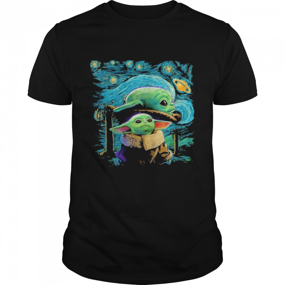 Baby Yoda In Night Star Wars Shirt