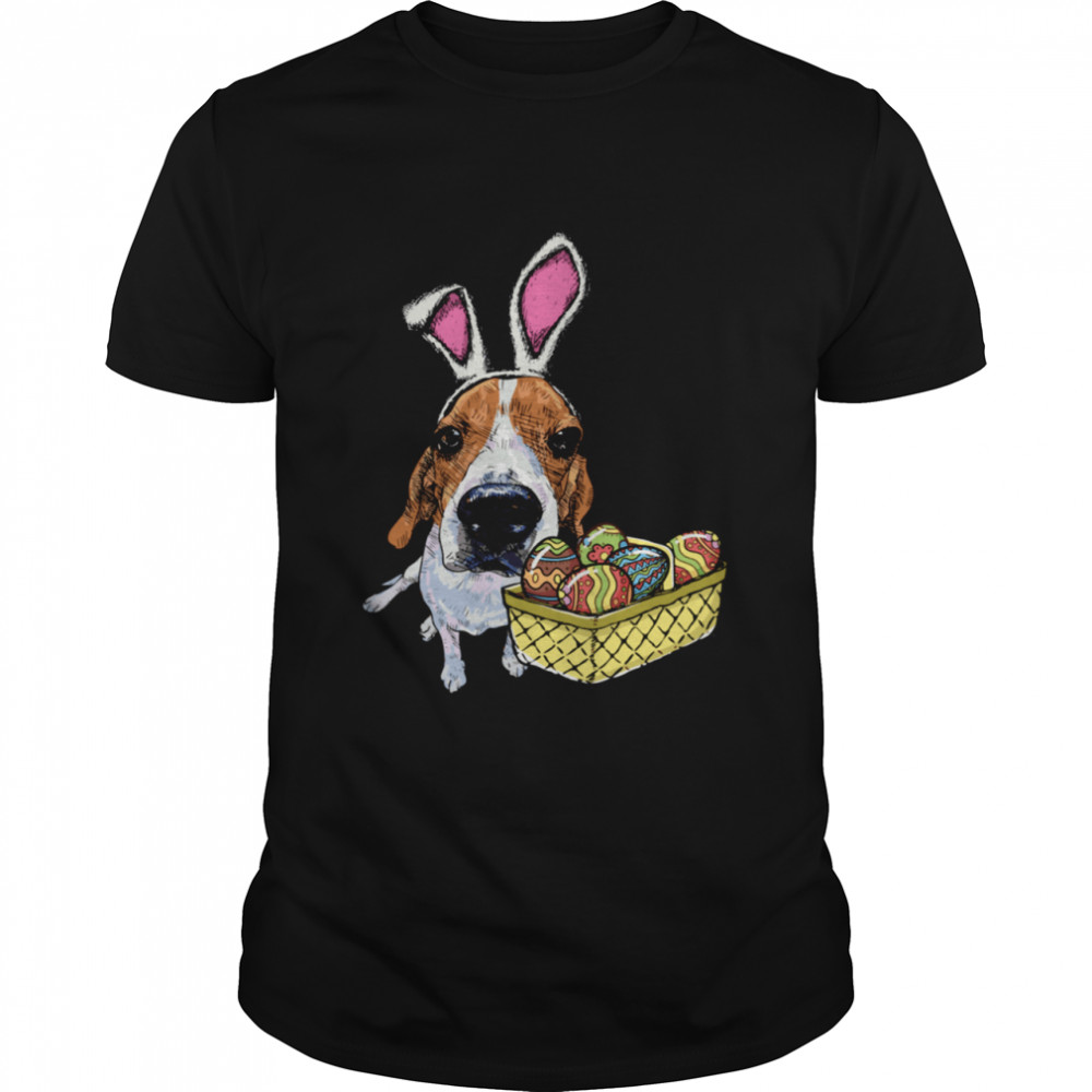 Beagle Dog Bunny Ears Easter Eggs Shirt