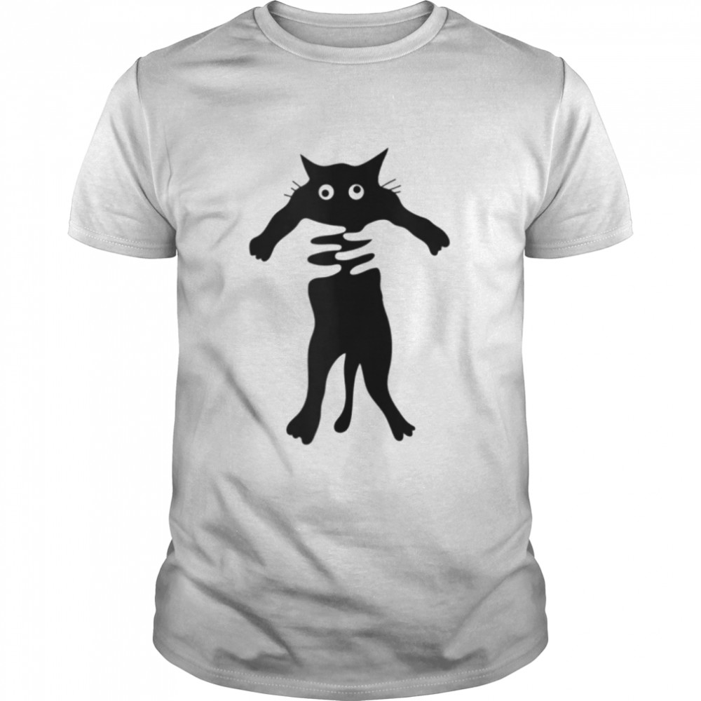 crosseyed cat being hugged shirt