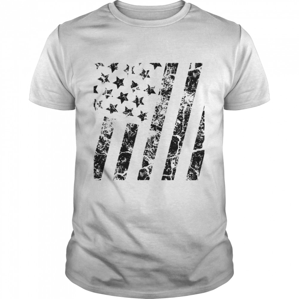 Distressed Black White Boys Girls American Flag Shirt