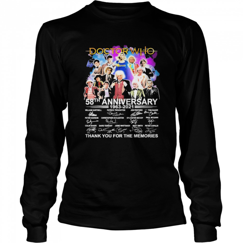 Doctor Who 58th anniversary 1963 2021 signatures thank you for the memories shirt Long Sleeved T-shirt