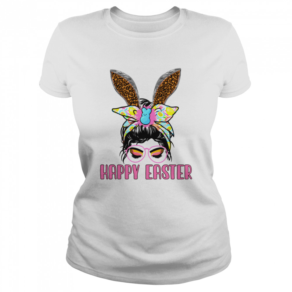 Easter happy glasses bunny ears cheetah  Classic Women's T-shirt