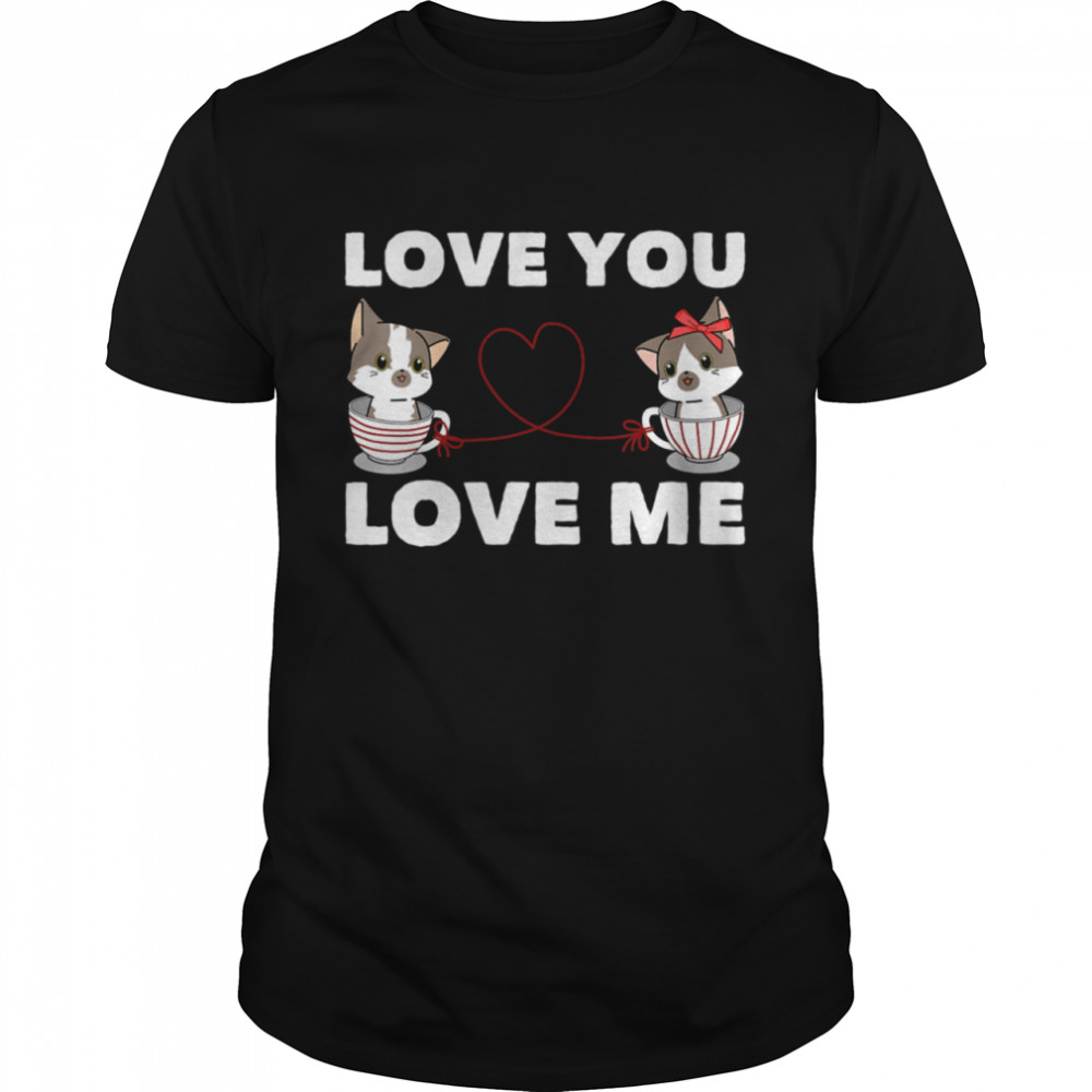 Heart Cat Love Romantic Couple Kitten shirt