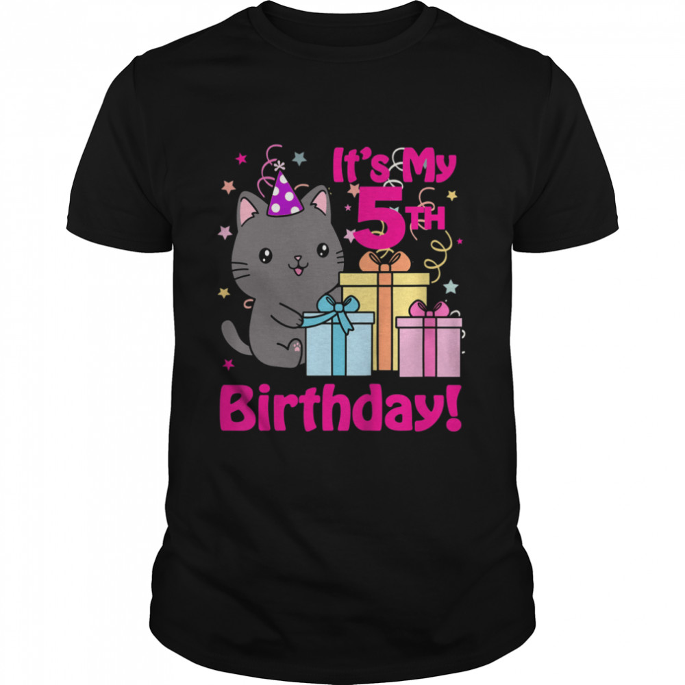 Its My 5th Birthday Girl Kitty Cat theme Party Five Shirt